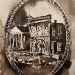 Watercolor painting of St. Charles Savings Bank