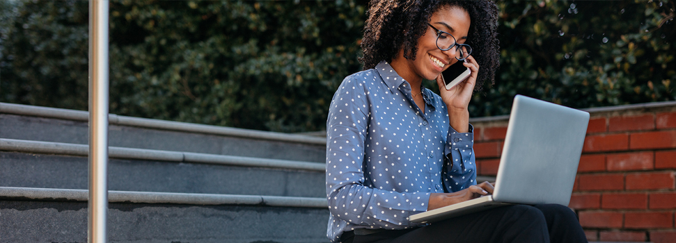 Woman using digital banking