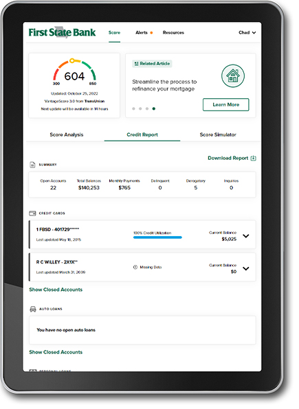 First State Bank Credit Reports